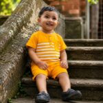 yellow boys striped shorts set full view kids clothing