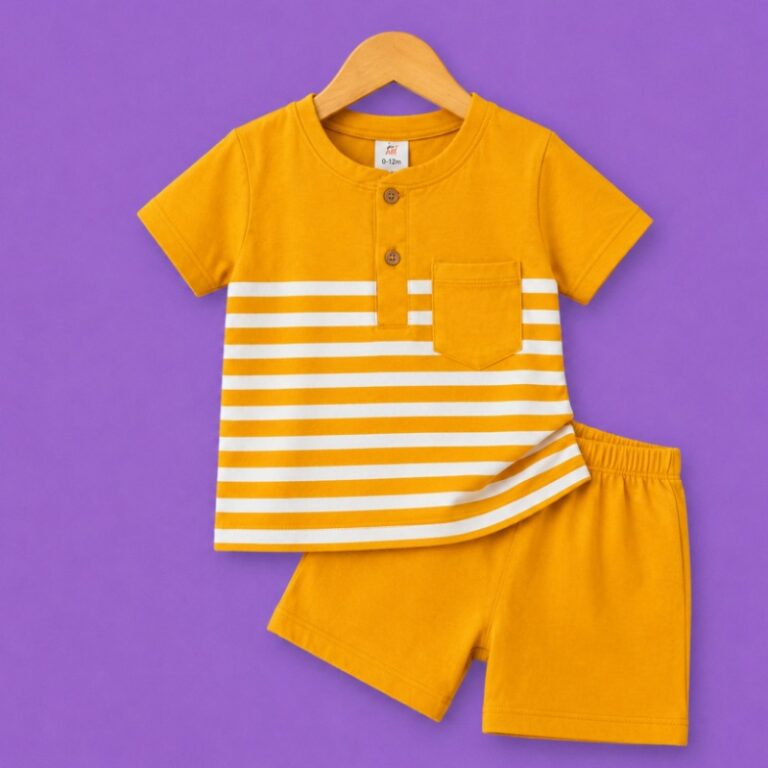 boys striped t shirt shorts set yellow kids outfit