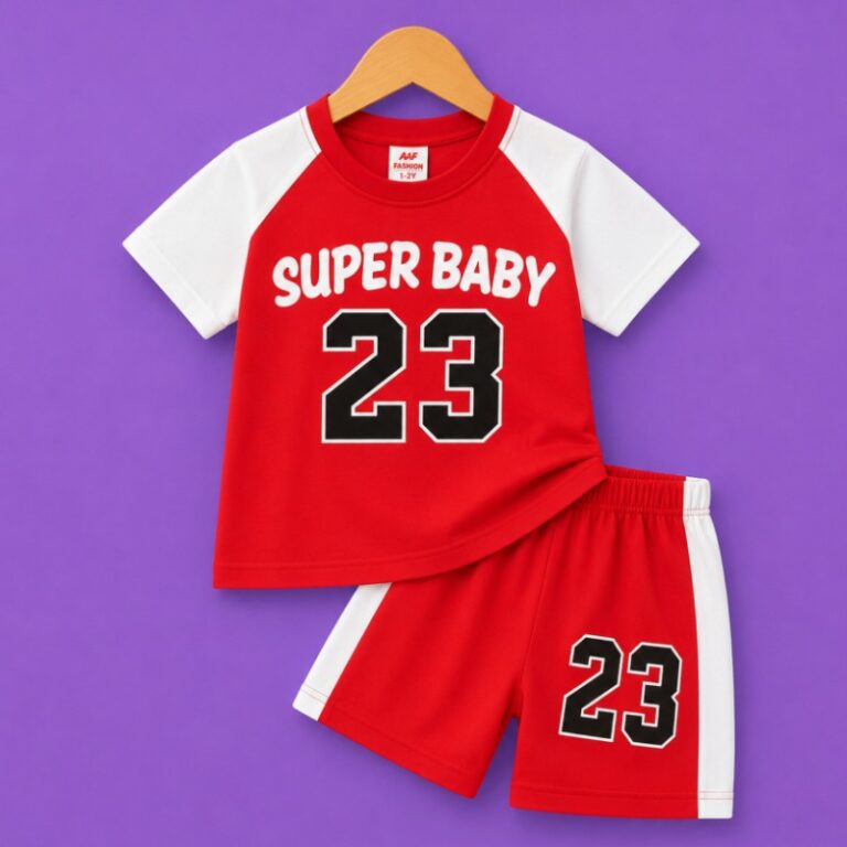 boys super baby 23 t shirt shorts set red kids outfit
