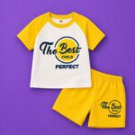 boys yellow cotton t shirt shorts set