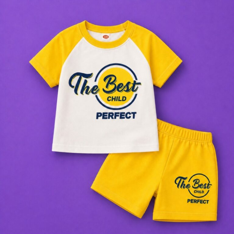 boys yellow cotton t shirt shorts set