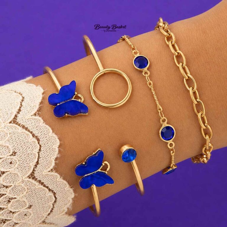 butterfly bracelet set for women gold tone royal blue bracelet set