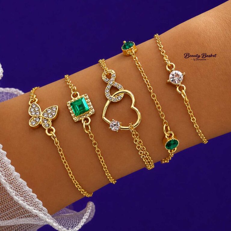 butterfly charm bracelet set for women gold tone crystal stone bracelets