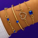 crystal bracelet set for women gold tone royal blue bracelet set