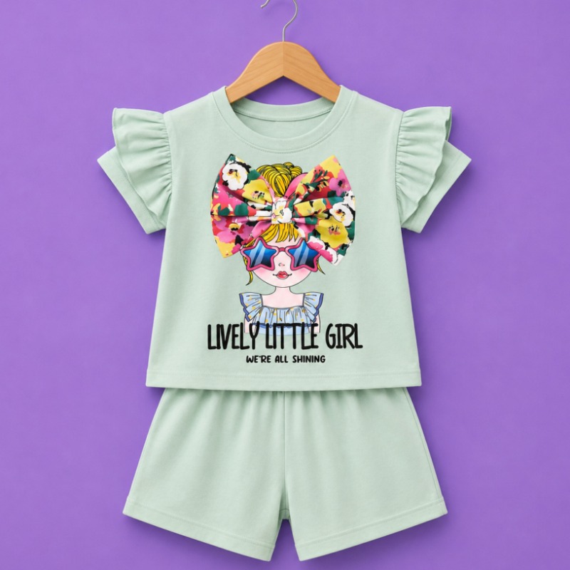 girls lively little girl top shorts set mint green kids outfit