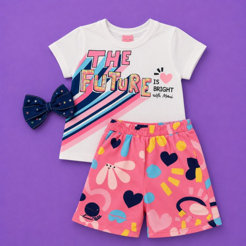 Girls Pink Printed Casual Shorts