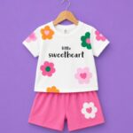 Girls Sweetheart Print Top & Shorts Set