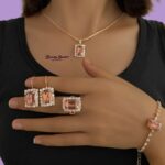 rectangle stone jewellery set golden color variant gold tone
